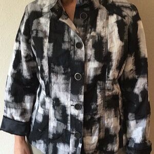 Chico’s Brand button up jacket.  Size 2.  Black Gray & White. New without tags.